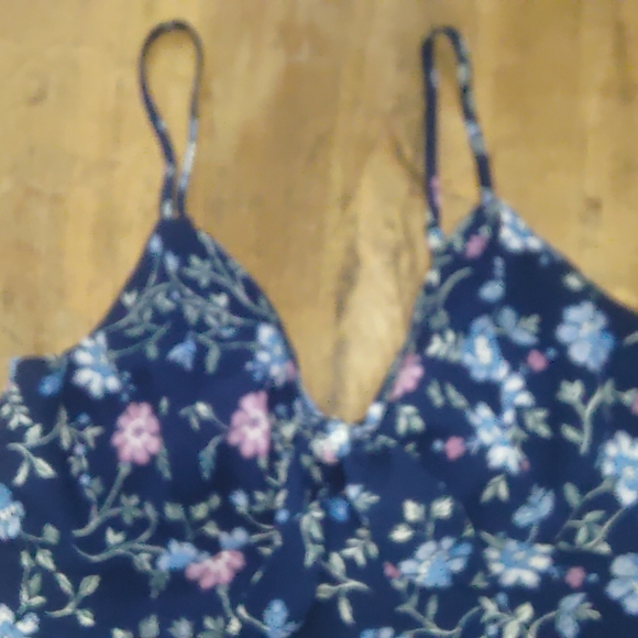 Trixxi Blue Tie Front Floral Mini Dress Size M - Picture 2 of 4